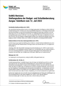 SchKG-Revision: Stellungnahme der Budget- und Schuldenberatung Aargau–Solothurn vom 12. Juli 2022