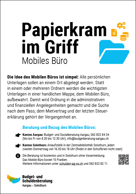 Papierkram im Griff: Mobiles Büro – Budget- und Schuldenberatung Aargau–Solothurn